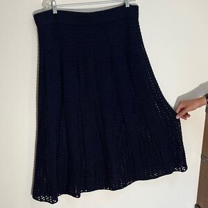 Vince Dark Blue A-Line Knit Skirt- new with tags and crochet